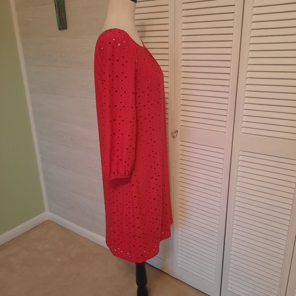 London times stretchy eyelet pink dress sz 6 *6 - Picture 5 of 6